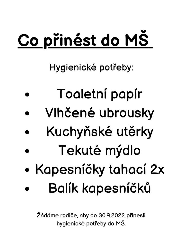 Co přinést do&nbsp;MŠ 1