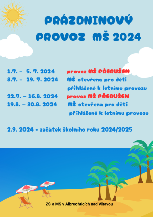 Prázdninový provoz MŠ 2024